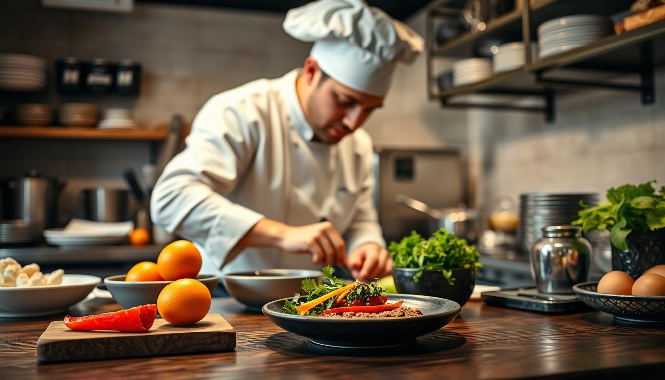 Balanced healthy meal prepared in a home kitchen