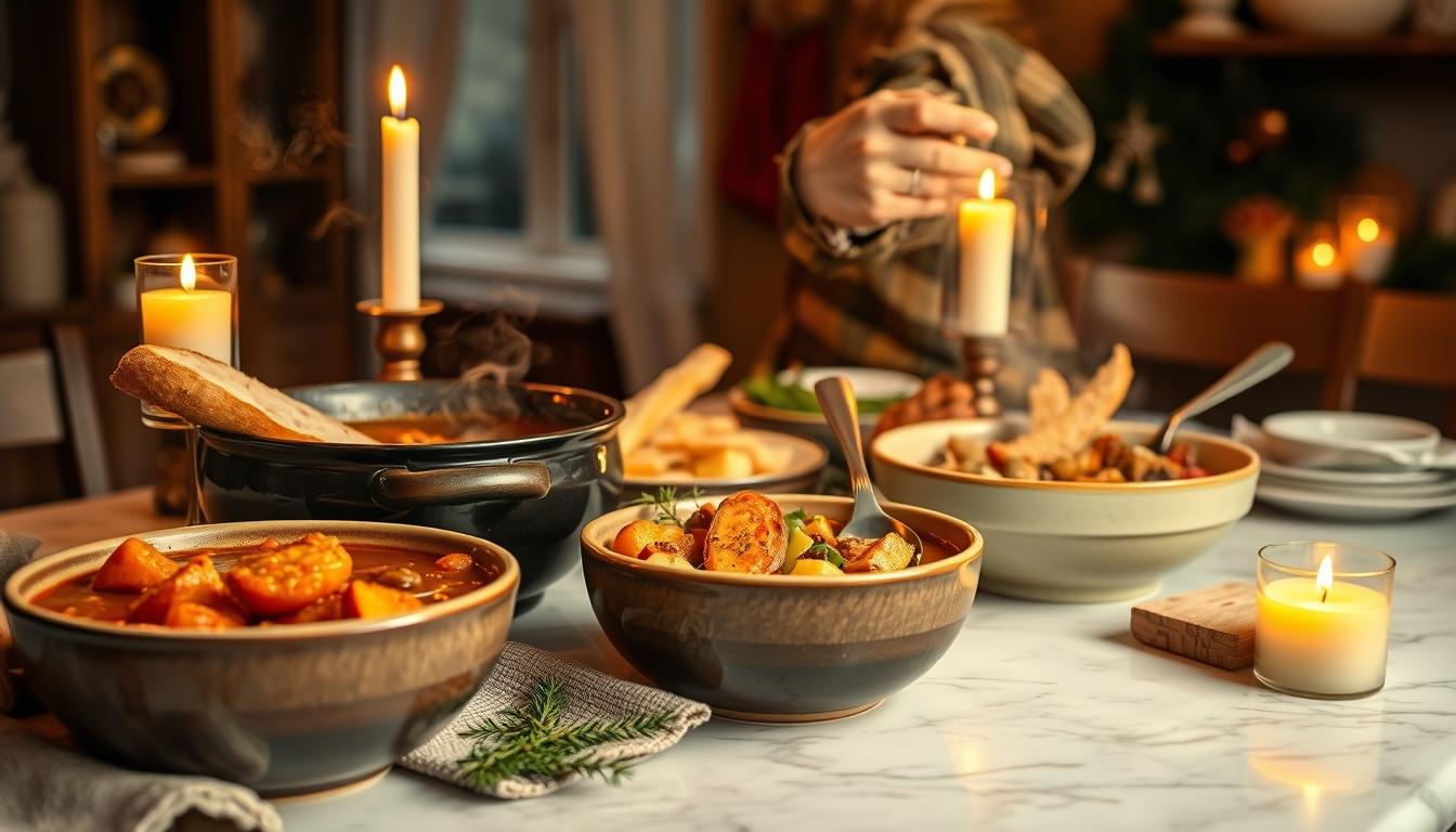 Comforting family dinner served at home